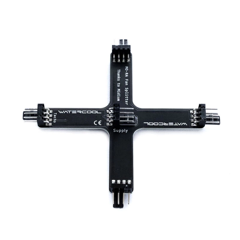 Radiatoriaus skirstytuvas Watercool MO-RA X-Splitter, skirtas Noctua NF-A20 ventiliatoriams