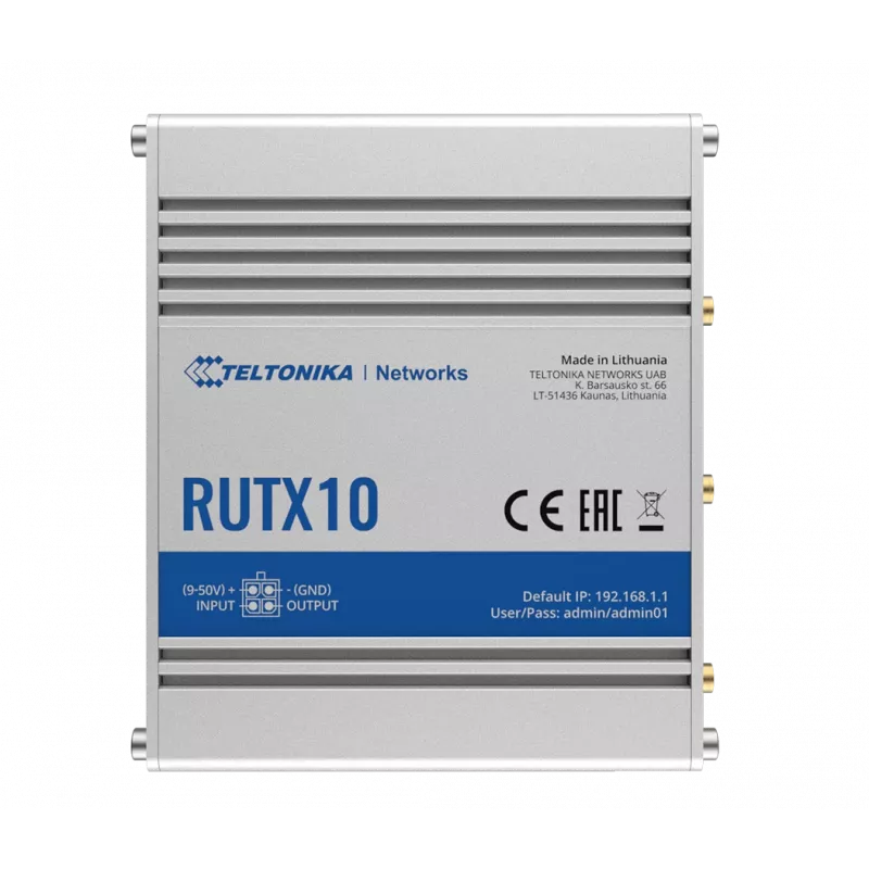 Teltonika RUTX10 belaidis maršrutizatorius Gigabit Ethernet dviejų juostų (2,4 GHz / 5 GHz) Baltas