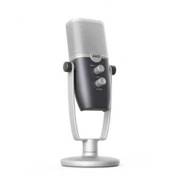 AKG Ara – profesionalus USB kondensatorinis mikrofonas, mėlynos ir sidabrinės spalvos