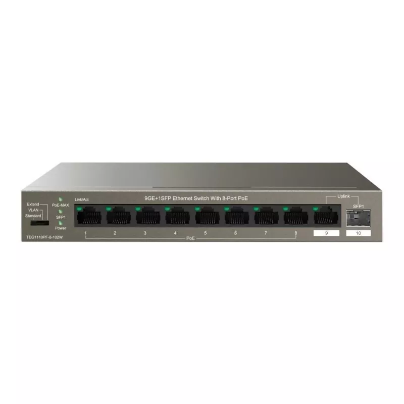 Nevaldomas komutatorius Tenda TEG1110PF-8-120W Gigabit Ethernet PoE 9 prievadų