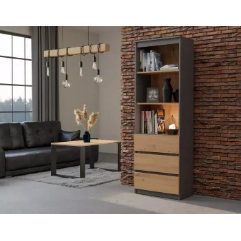 Biuro knygų spintos viršutinė dalis top e shop RS-60 ANT/ART KPL — 3 lentynos, medžio drožlių plokštė, 600×350×1800 mm