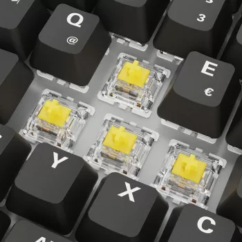 Mechaninė žaidimų klaviatūra Sharkoon Skiller SGK50S3 PBT juoda geltona RGB