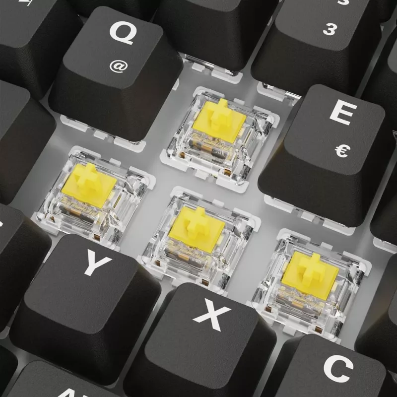 Mechaninė žaidimų klaviatūra Sharkoon Skiller SGK50S3 PBT juoda geltona RGB