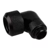 Alphacool Eiszapfen 16mm HardTube įsukama jungtis 90° pasukama G1/4 – kampinė suspaudžiamoji jungtis skysčio aušinimo sistemai – giliai juoda