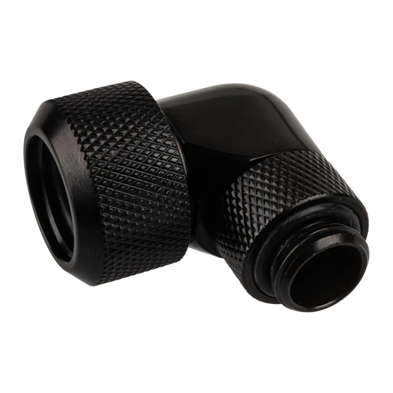 Alphacool Eiszapfen 16mm HardTube įsukama jungtis 90° pasukama G1/4 – kampinė suspaudžiamoji jungtis skysčio aušinimo sistemai – giliai juoda
