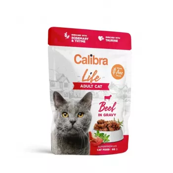 CALIBRA Cat Life Adult Jautiena padaže - šlapias kačių maistas - 85g