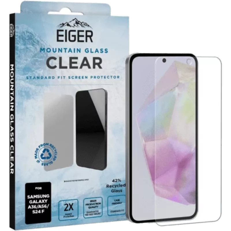 Grūdinto stiklo ekrano apsauga Eiger Eiger A36 A56 S24 FE Clear Galaxy