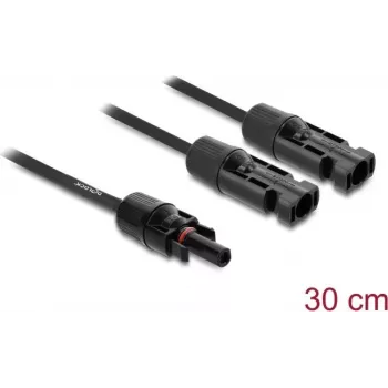 DELOCK solar splitter kabelis 2x plug to 1x socket 30 cm Juoda (model 89298)