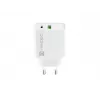 Vidinis AC greito įkrovimo įkroviklis NATEC RIBERA 12V 20W USB-C PD 3.0 + USB-A Samsung AFC baltas