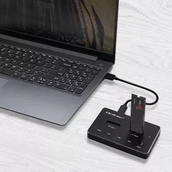 Qoltec 52274 M.2 SSD diskų prijungimo stotelė | NVMe | SATA | USB-C | DUAL 2 x 2TB