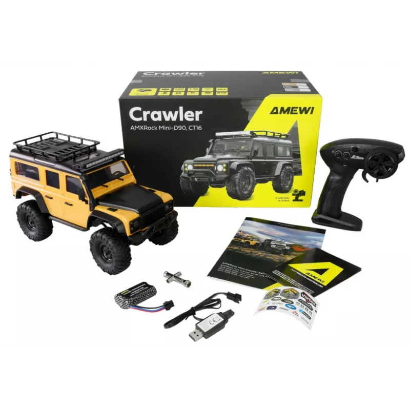 RC vikšrinis modelis Amewi Mini‑D90 4WD 1:16 RTR nuotoliniu būdu valdomas bekelės modelis, 4 varantieji ratai, mastelis 1:16