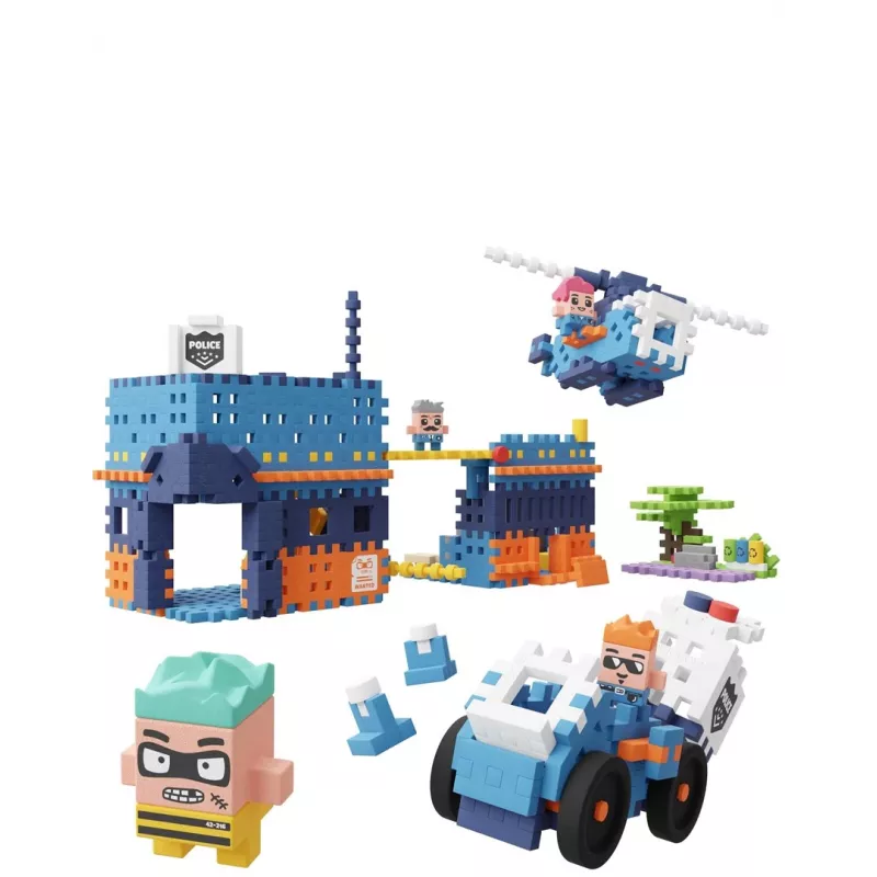 MARIOINEX Mini Waffle City policijos nuovados statybiniai blokeliai, 280 vnt.