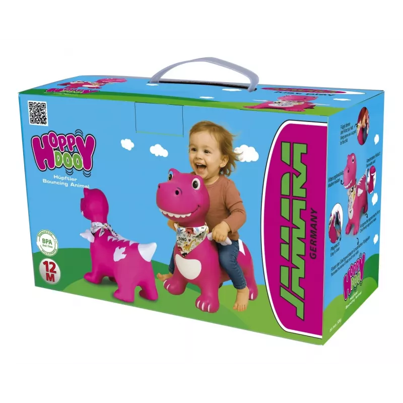 Šokinėjantis gyvūnėlis Jamara HoppyDoo Dino su sparnais rožinis su pompa 466008