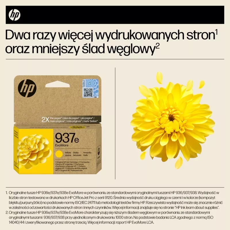 HP 937e EvoMore geltona Originali rašalo kasetė
