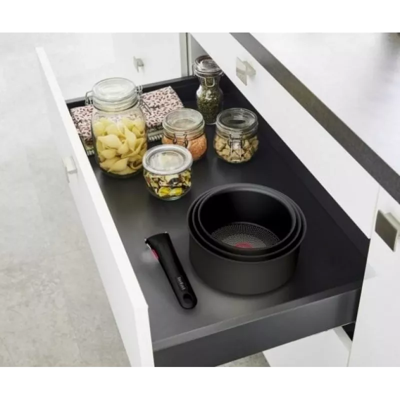 TEFAL Puodų rinkinys, 4 vnt. | L7649453 Ingenio Ultimate | 16/18/20 cm | Aliuminis | Juoda