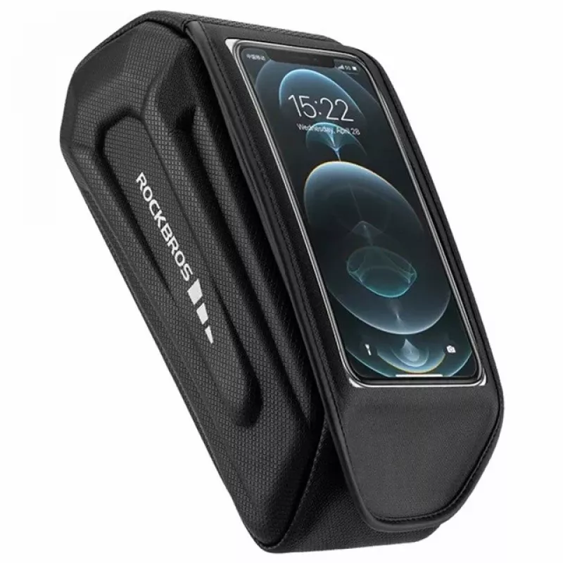 Dviračio rėmo krepšys Rockbros modelis su 1,7 l talpa, telefono kišenė, juodas