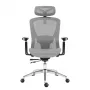 Sukiojama biuro kėdė mark adler Expert 5.3 pilka tinkleliu — ergonomiška, reguliuojamo aukščio, juosmens atrama, galvos atrama, porankiai