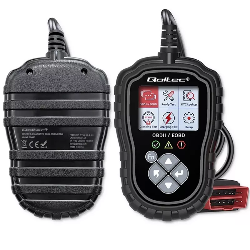 OBDII diagnostinis testeris QOLTEC ProLine 50685 — transporto priemonių OBD-II skaitytuvas 8V/25V sistemoms