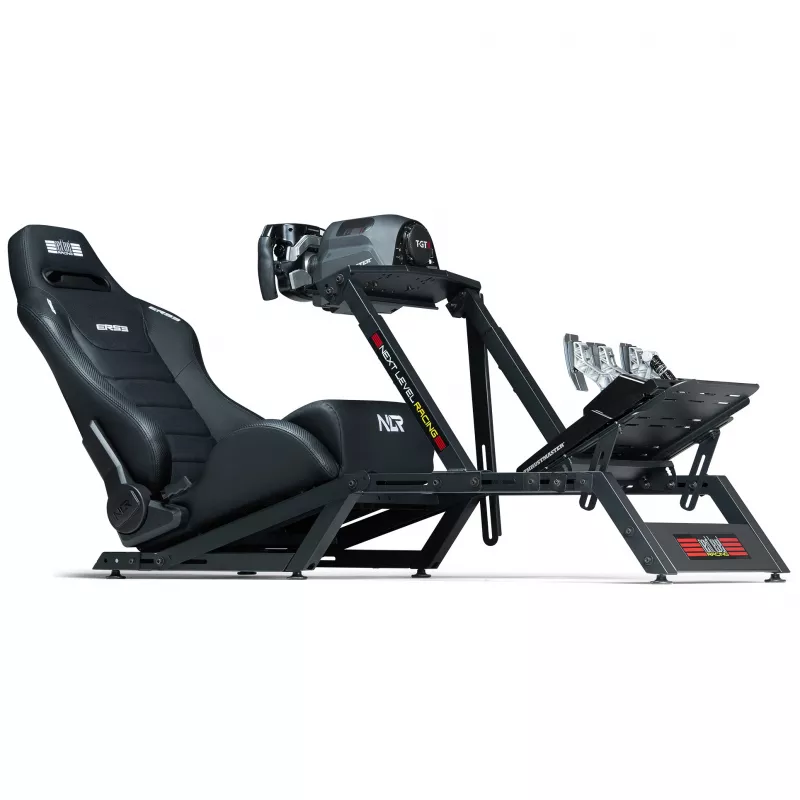 Lenktyninio stiliaus atlošiama sėdynė Next Level Racing ERS3 Elite Premium — juoda PU oda, atlošiama atlošas, suderinama su kokpitu/grindų montavimu