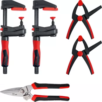 Gnybtų rinkinys Bessey DIY-SET1-A 5 dalių, įskaitant 4 gnybtus ir skardos žirkles