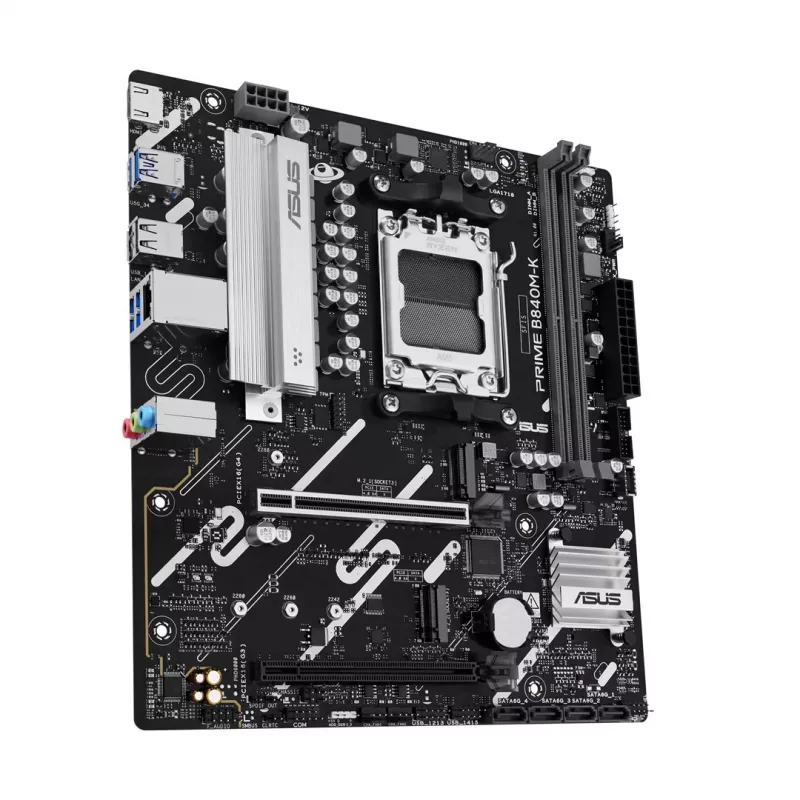 Motininė plokštė ASUS PRIME B840M-K — AMD B840, Socket AM5, micro ATX, DDR5, 2 DIMM, 128 GB, 2.5 GbE, M.2, SATA III