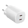 Įkroviklis Xiaomi Nano Turbo 45W baltas — 2× USB‑C kintamosios srovės patalpų, skirtas išmaniajam telefonui ir planšetiniam kompiuteriui