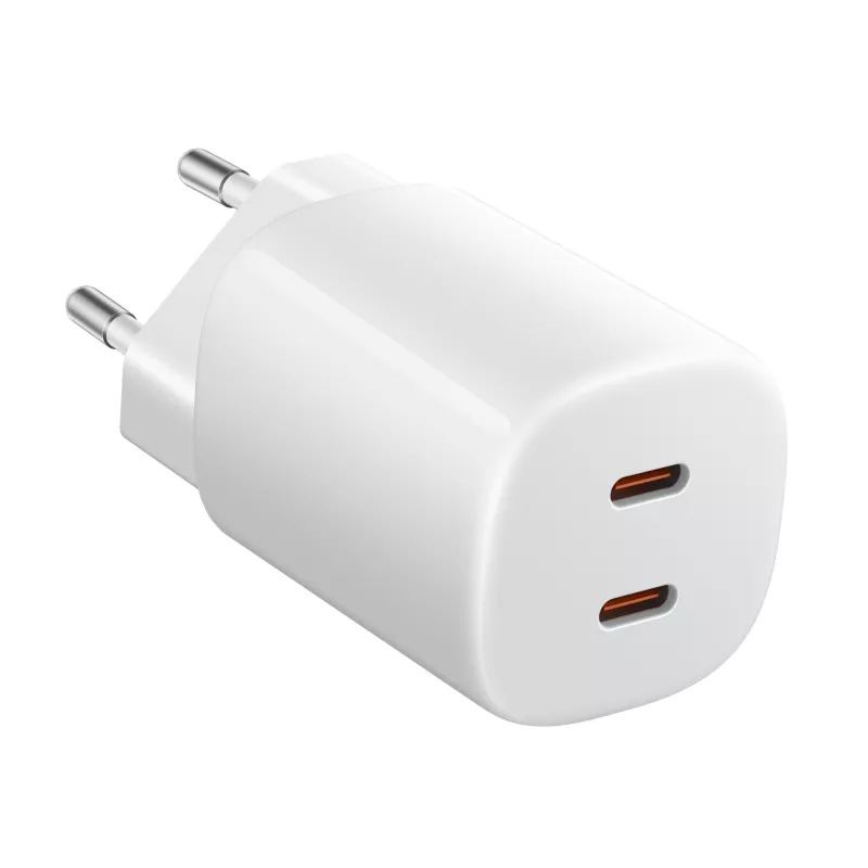 Įkroviklis Xiaomi Nano Turbo 45W baltas — 2× USB‑C kintamosios srovės patalpų, skirtas išmaniajam telefonui ir planšetiniam kompiuteriui