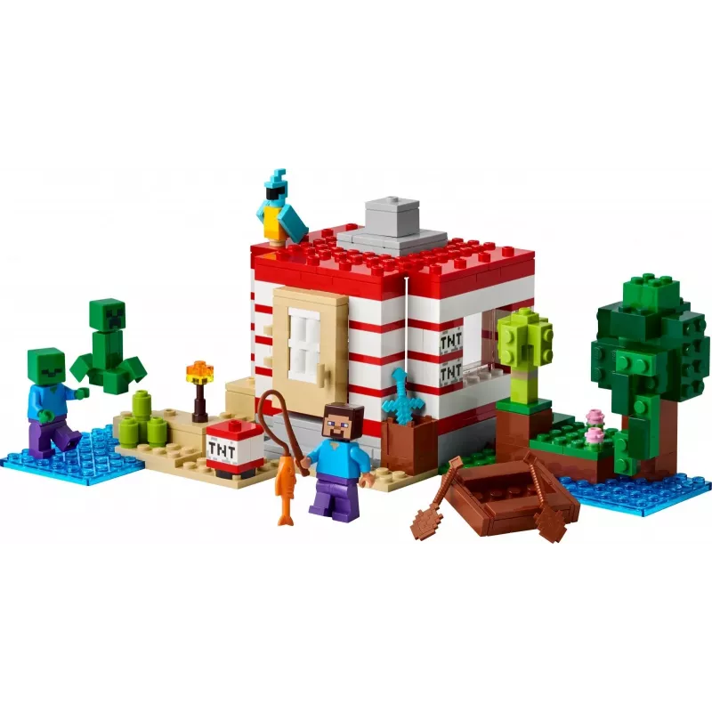 Konstruktorius LEGO Minecraft rinkinys 21275 TNT džiunglių namelis, 287 detalės, 2 minifigūrėlės, amžius 8+
