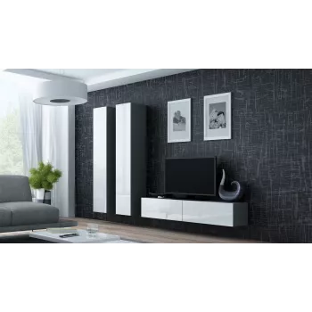 Cama TV stovas VIGO 140 30/140/40 sonomos ąžuolas/baltas blizgus