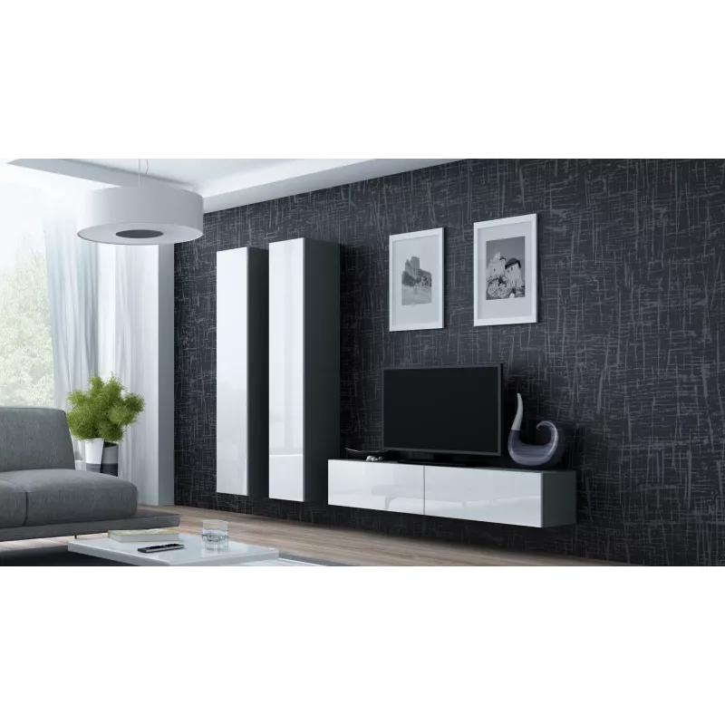 Cama TV stovas VIGO 140 30/140/40 sonomos ąžuolas/baltas blizgus