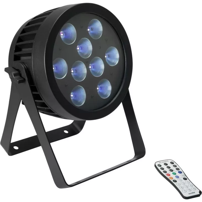 LED prožektorius EUROLITE PAR 9 UV 9x3W – scenos / klubinė UV PAR lemputė, 9 šviesos diodai po 3W