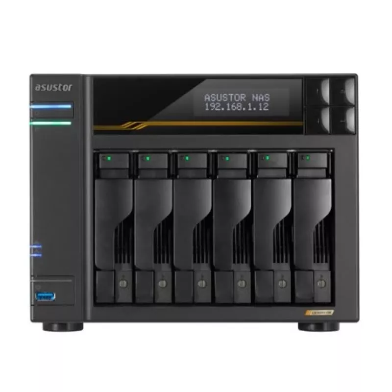 Asustor LOCKERSTOR 6 Gen3 (AS6806T) NAS Desktop AMD Ryzen V3C14 16 GB DDR5 ADM Juoda