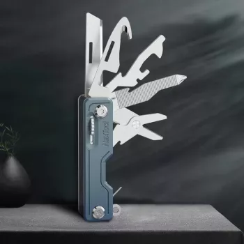 Daugiafunkcis peilis Nextool NE20098 10-in-1 — nerūdijančio plieno sulankstomas daugiafunkcis įrankis, 7,5 cm sulankstytas, 87 g, žalias