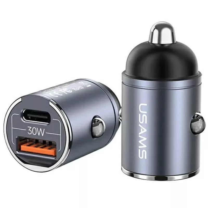 Automobilinis kroviklis usams C38 30W — 1x USB-A + 1x USB-C greitas įkrovimas