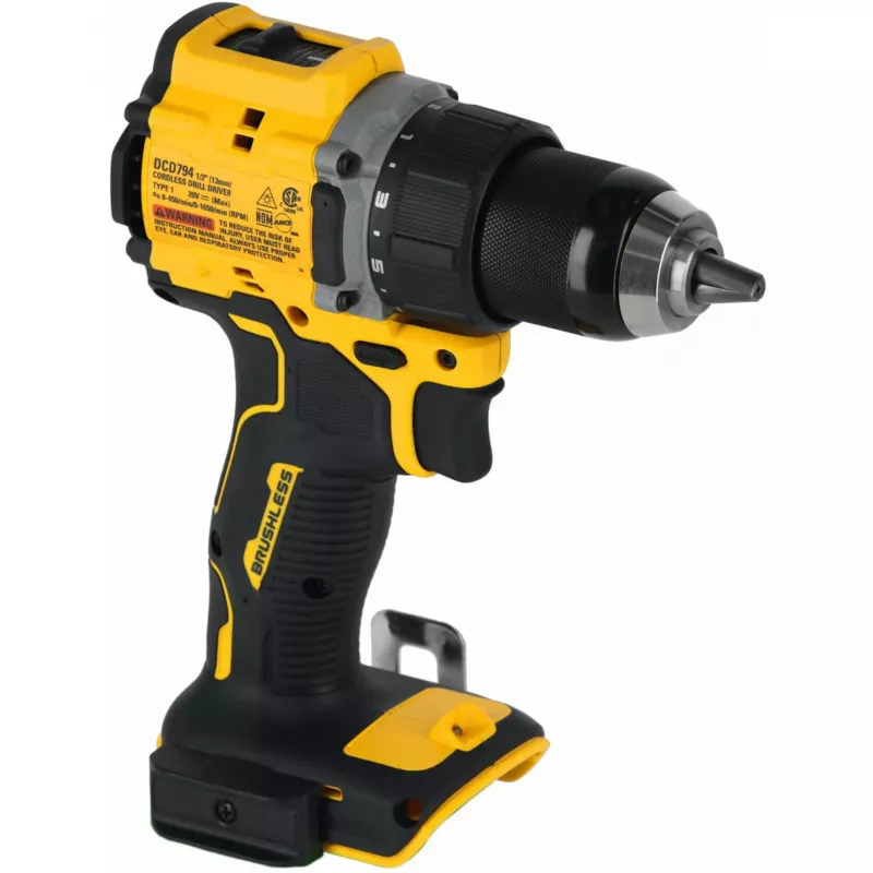 Belaidis gręžtuvas „DeWalt DCD794NT-XJ“ 18V su bešepetėliu varikliu, kompaktiškas dizainas
