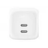 Vidinis kintamosios srovės greitasis įkroviklis Belkin WCH020KQ2MWH-B6 — 2x USB‑C, 2 m integruotas laidas, baltas