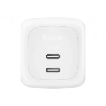 Vidinis kintamosios srovės greitasis įkroviklis Belkin WCH020KQ2MWH-B6 — 2x USB‑C, 2 m integruotas laidas, baltas