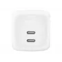 Vidinis kintamosios srovės greitasis įkroviklis Belkin WCH020KQ2MWH-B6 — 2x USB‑C, 2 m integruotas laidas, baltas