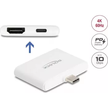 DELOCK USB Type-C adapteris į HDMI 4K 60 Hz su duomenimis ir PD 94 W (Modelis 61087)