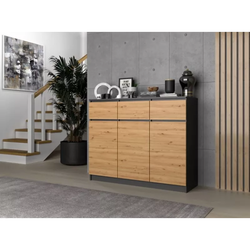 3D3S komoda 120x40x97 cm, antracitas/artisan