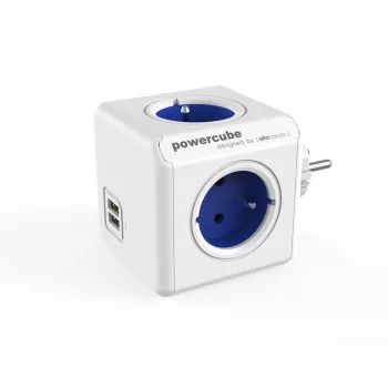 Allocacoc PowerCube Original USB (E) maitinimo ilgintuvas 4 AC lizdai Mėlyna, Balta