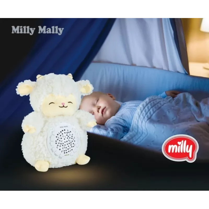 Pliušinis projektorinis žaislas milly mally avies formos projektorinis pliušinis žaislas modelis 5664 kūdikiams — švelnus naktinis šviestuvas