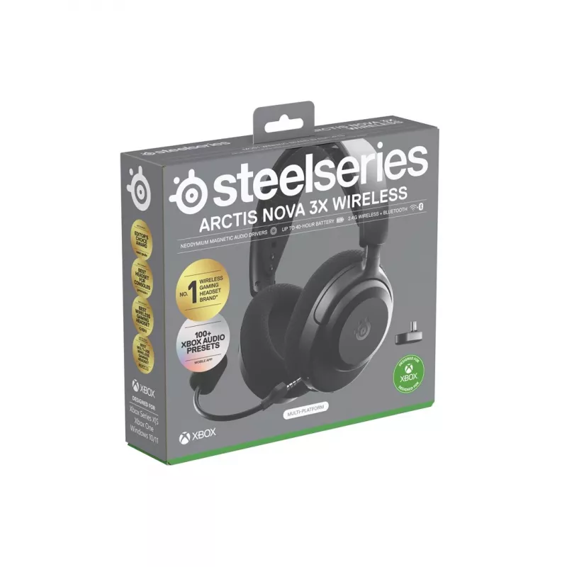 Ausinės STEELSERIES Arctis Nova 3X Wireless Bluetooth — Circumaural, Galvos juosta, 20–22000 Hz, 260 g