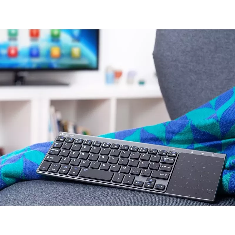 Belaidė RF pilno dydžio klaviatūra TRACER TRAKLA46934, QWERTY anglų k., 2,4 GHz nano imtuvas, membraninė, juoda/pilka