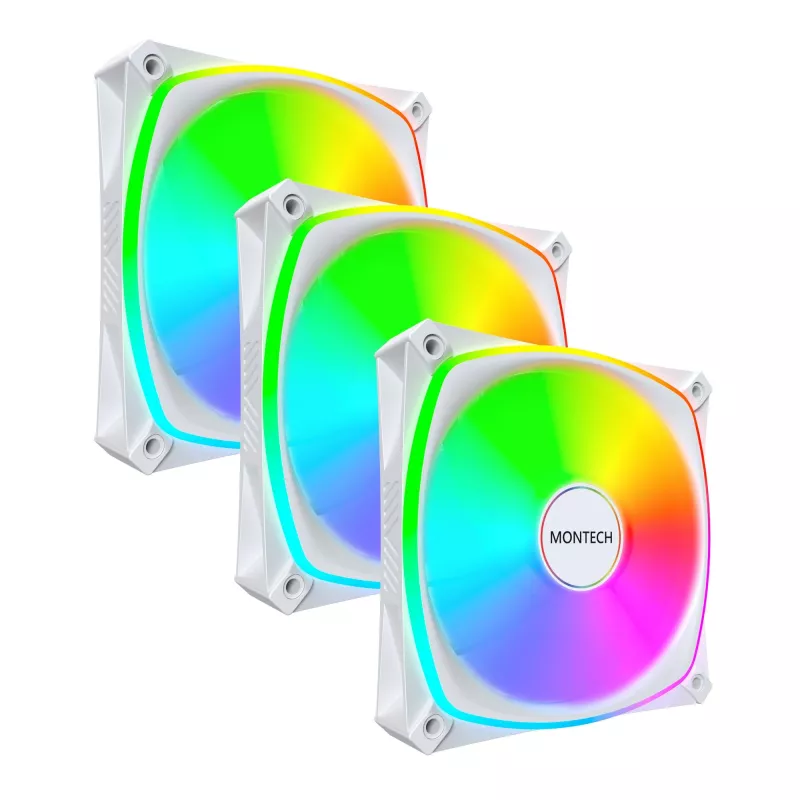 MONTECH RX120 PRO White 120mm ARGB Reverse Blade 3 rinkinys