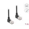 Tinklo kabelis DeLOCK RJ45 Cat.6A S/FTP plonas 90° į viršų 1 m juodas