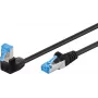 Goobay CAT 6A komutacinis kabelis 1x 90° angled, S/FTP (PiMF), Juoda, 3 m - latch tab top, LSZH Halogen-Free, Copper (51559)