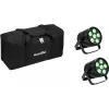 LED PAR šviesos rinkinys EUROLITE 2x AKKU PAR 6 QCL, maitinamas baterijomis, nešiojamos scenos užliejamosios lempos