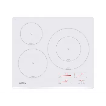 Įmontuojama 60 cm CATA INSB 6030 WH indukcinė kaitlentė — 3 zonų, balta, liečiamasis valdymas, stiklo keramika