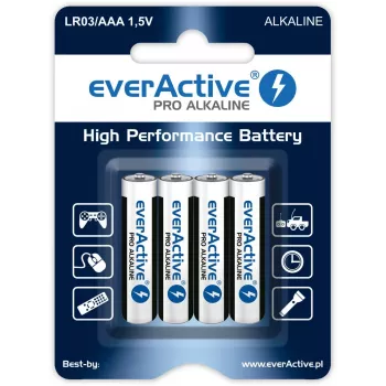 Šarminės baterijos AAA / LR03 everActive Pro - 4 vnt. (lizdinė pakuotė)